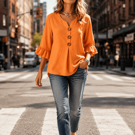 Winslow | Ruffle Sleeve Button-Front Blouse