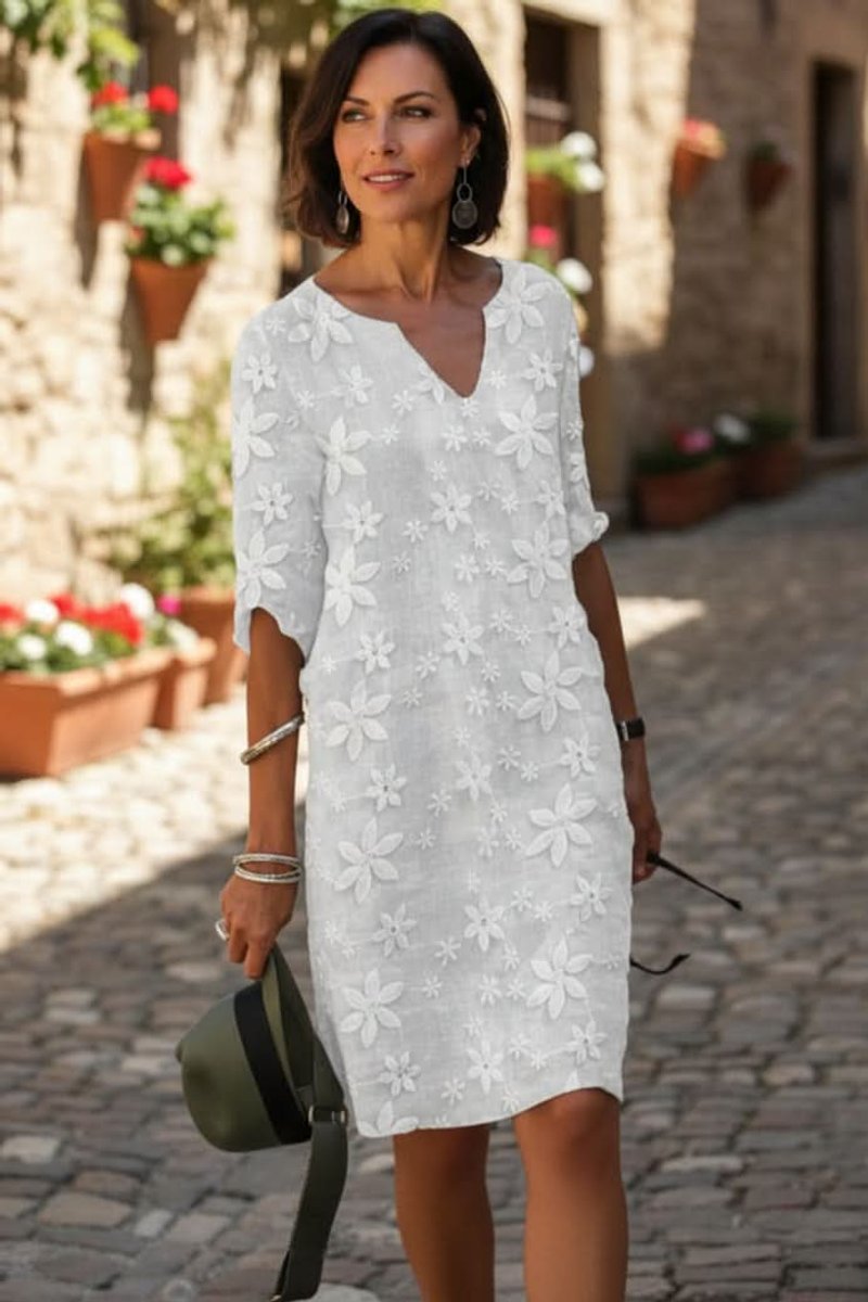 Evelyn | Women's Floral Lace V-Neck Midi Dress
