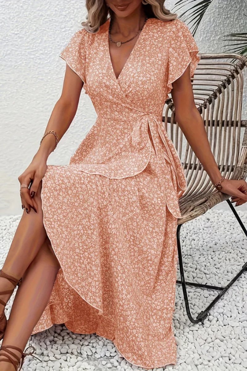 Scarlett | Women's Floral Wrap V-Neck Midi Dress