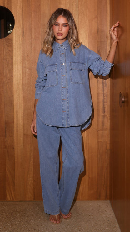 Zenia | Women's Long Sleeve Denim Shirt
