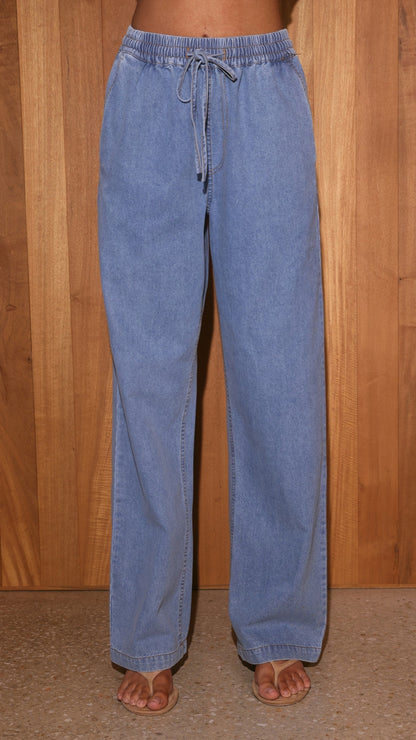 Zenia | Women's Elasticated Waist Wide Leg Denim Pants