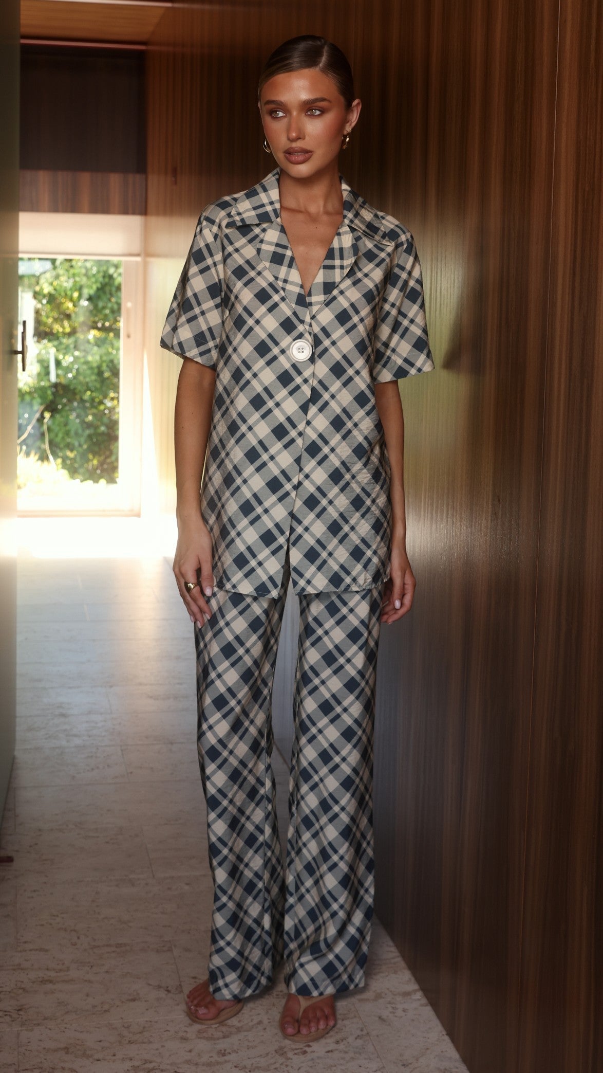 Avery | High Rise Wide Leg Plaid Pants