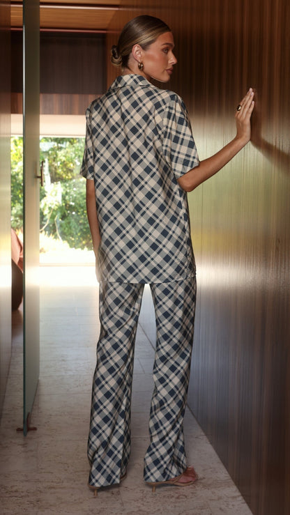 Avery | High Rise Wide Leg Plaid Pants