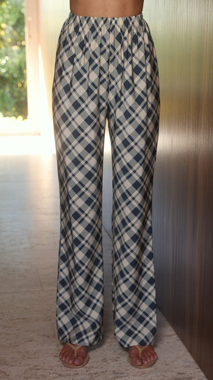 Avery | High Rise Wide Leg Plaid Pants