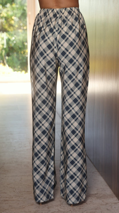 Avery | High Rise Wide Leg Plaid Pants