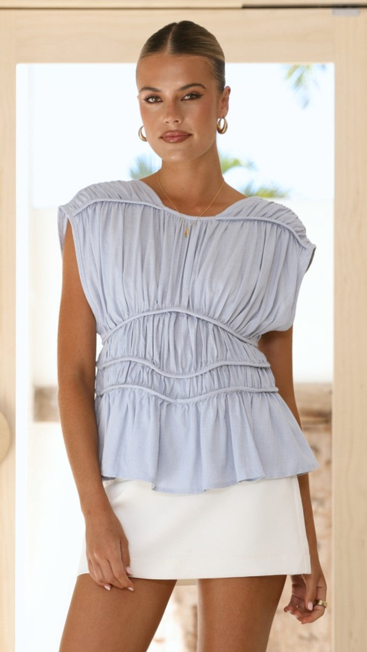 Addy | Tiered Sleeveless Gathered Top