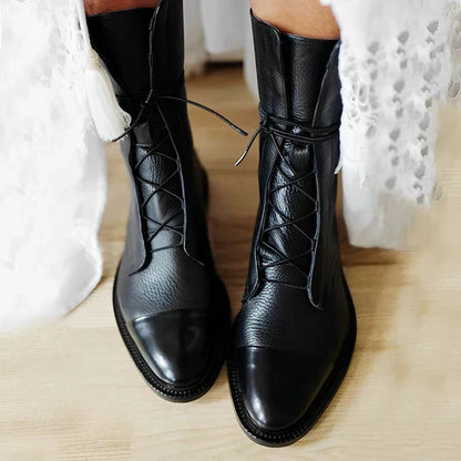 Tatum | Calf Length Lace-Up Boots for Stylish Comfort