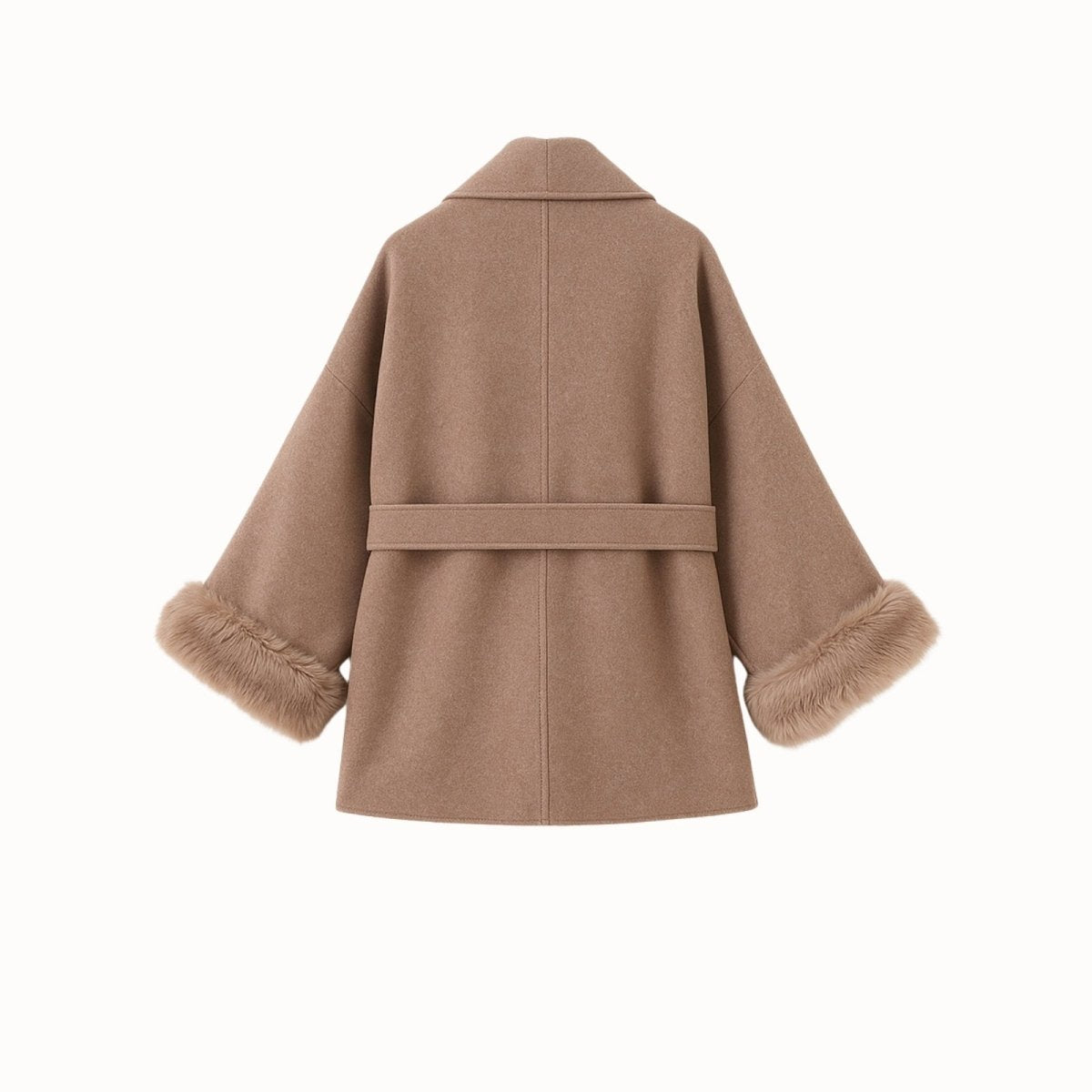 Lara | Belted Wool-Cashmere Coat with Fur Cuffs