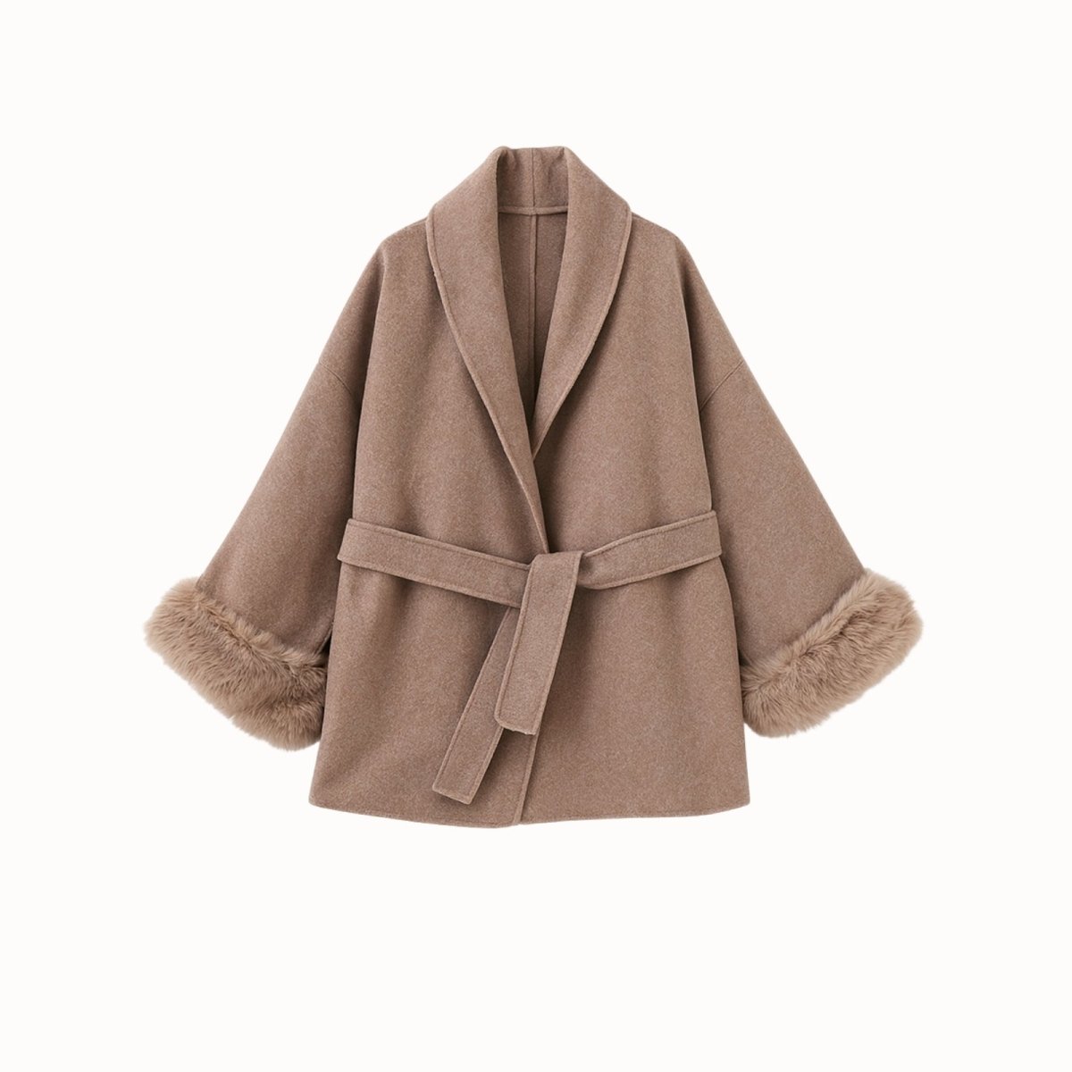 Lara | Belted Wool-Cashmere Coat with Fur Cuffs