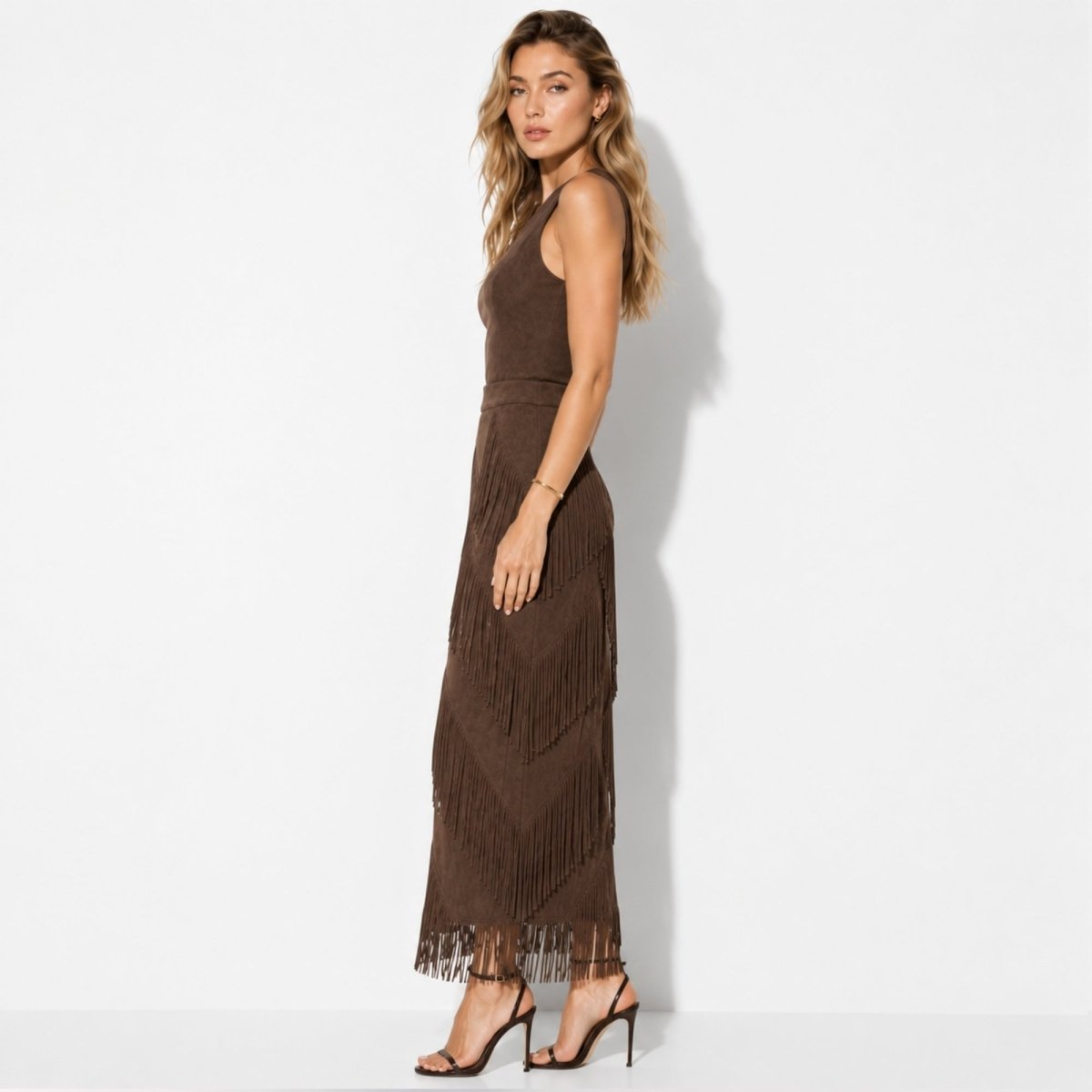 Cintia | Women's Tiered Fringe Maxi Skirt