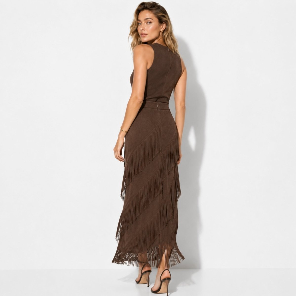 Cintia | Women's Tiered Fringe Maxi Skirt