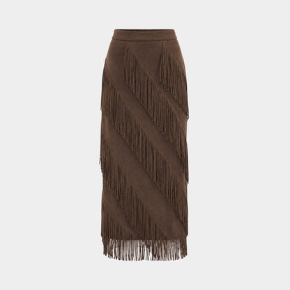 Cintia | Women's Tiered Fringe Maxi Skirt