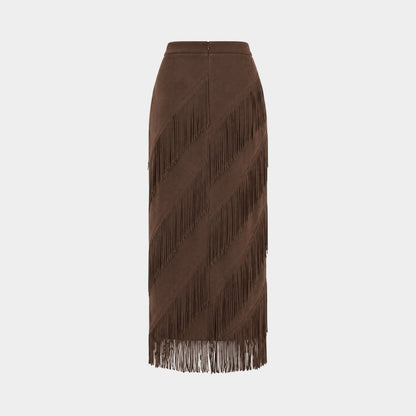 Cintia | Women's Tiered Fringe Maxi Skirt