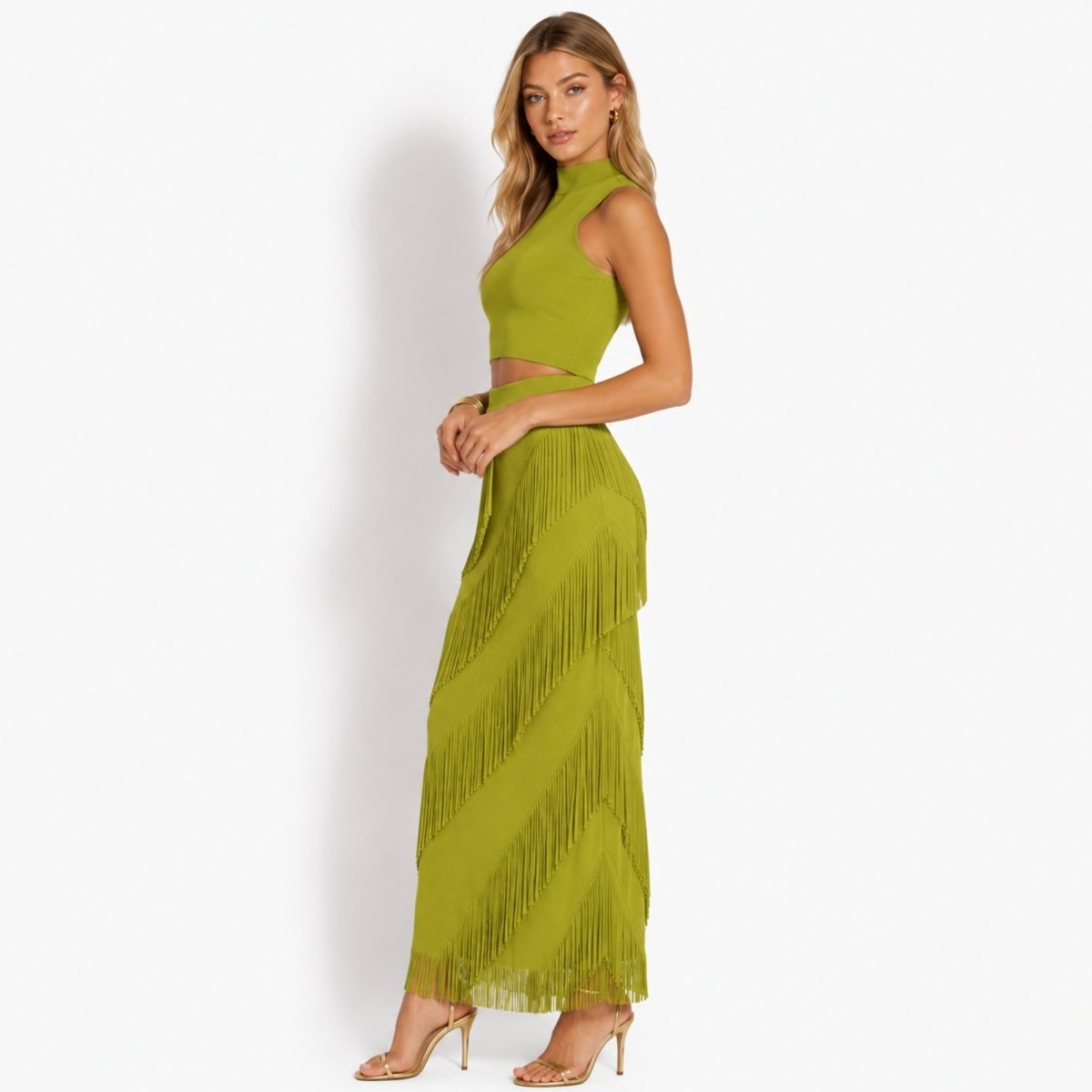 Cintia | Women's Tiered Fringe Maxi Skirt