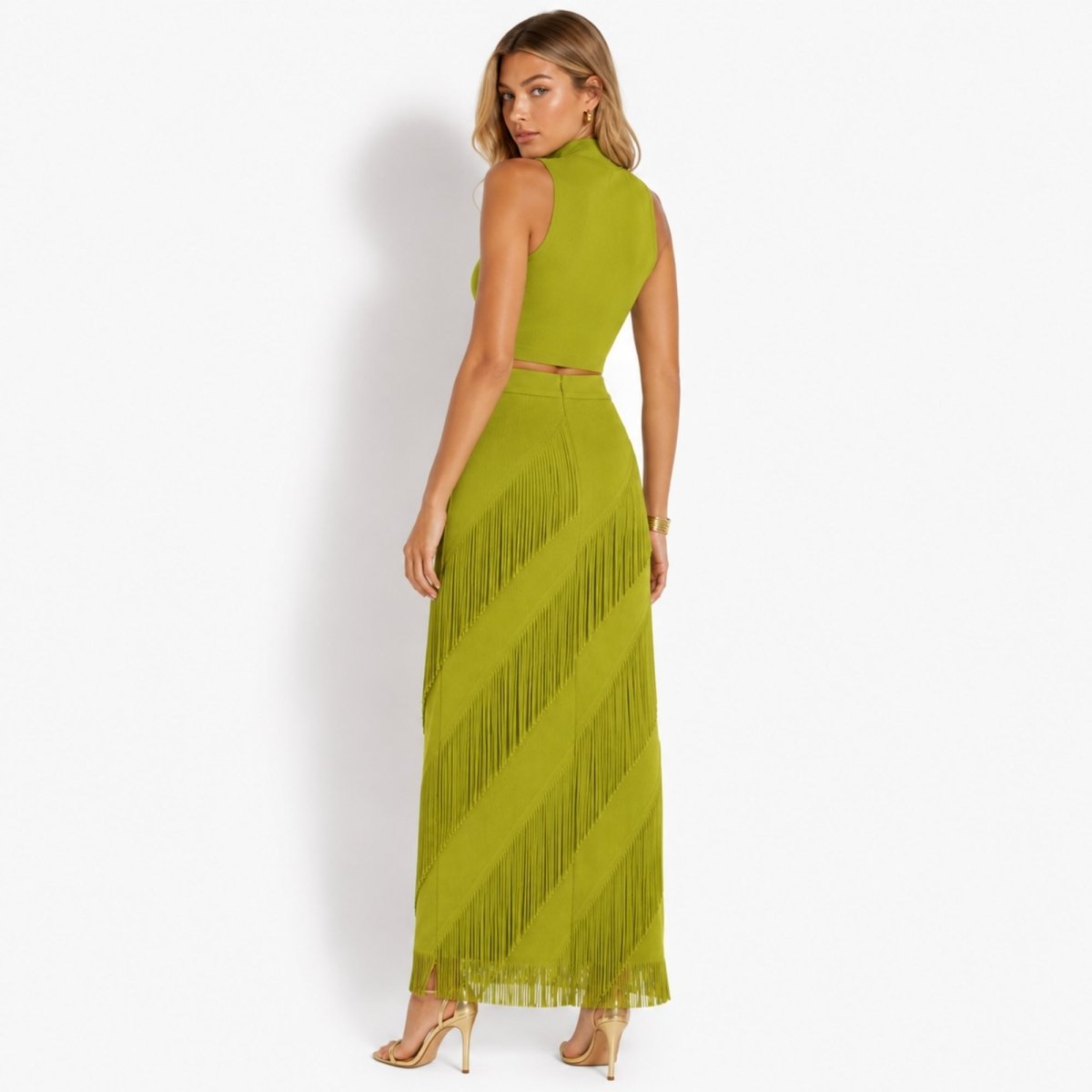 Cintia | Women's Tiered Fringe Maxi Skirt