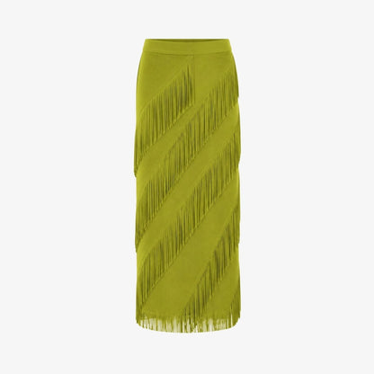 Cintia | Women's Tiered Fringe Maxi Skirt