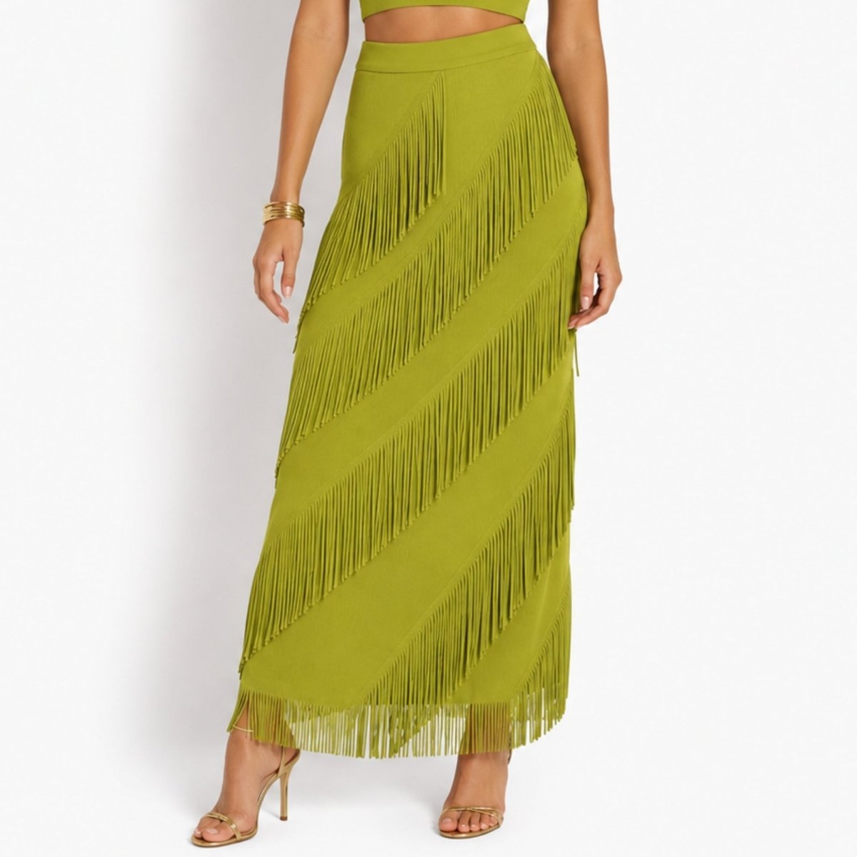 Cintia | Women's Tiered Fringe Maxi Skirt