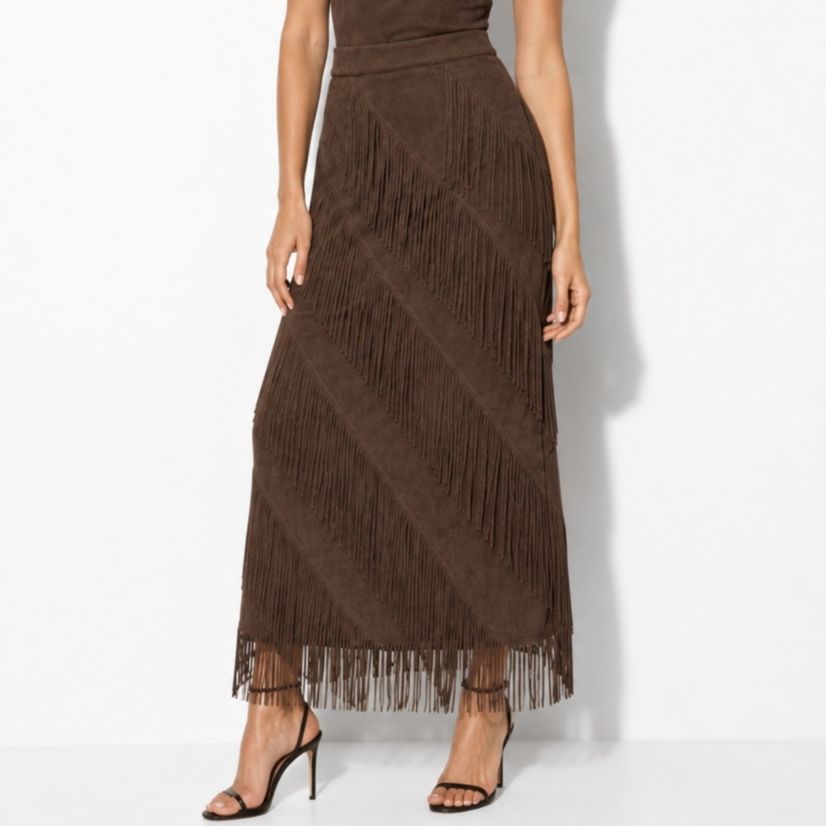 Cintia | Women's Tiered Fringe Maxi Skirt