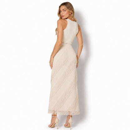 Cintia | Women's Tiered Fringe Maxi Skirt