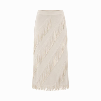 Cintia | Women's Tiered Fringe Maxi Skirt