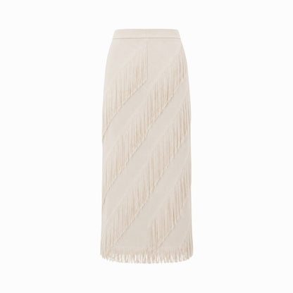 Cintia | Women's Tiered Fringe Maxi Skirt