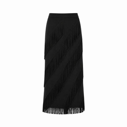 Cintia | Women's Tiered Fringe Maxi Skirt
