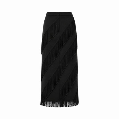 Cintia | Women's Tiered Fringe Maxi Skirt