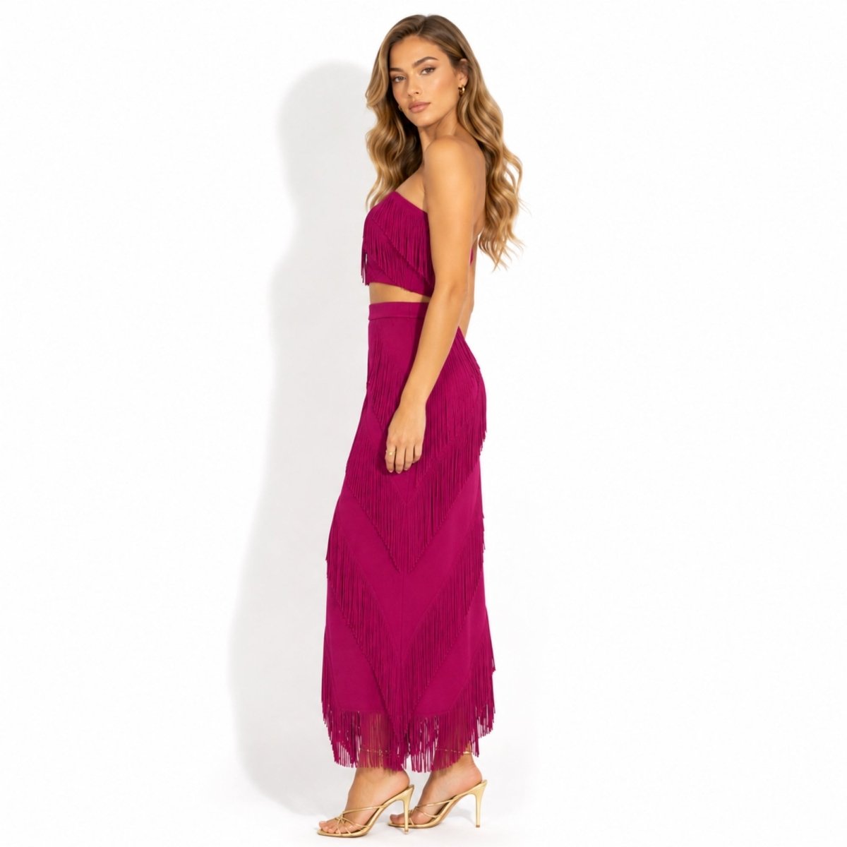 Cintia | Women's Tiered Fringe Maxi Skirt