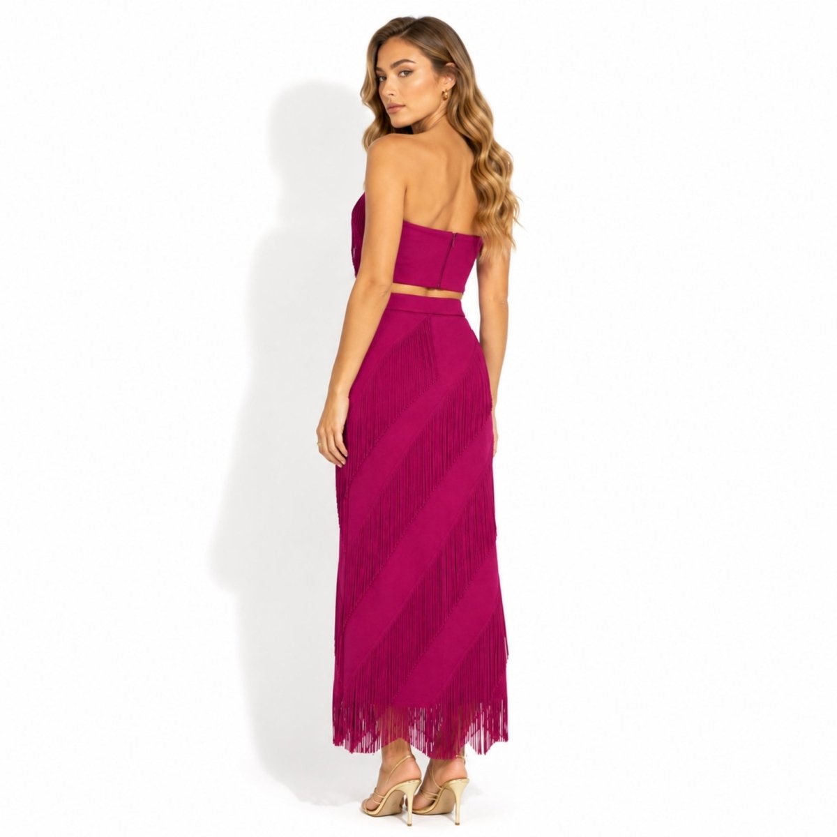 Cintia | Women's Tiered Fringe Maxi Skirt
