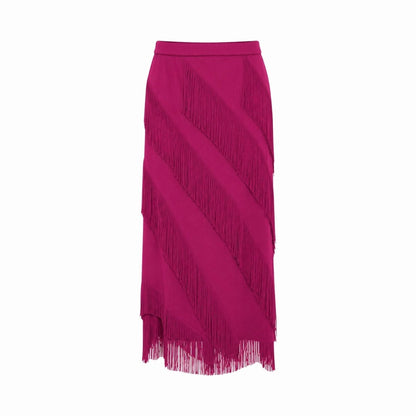 Cintia | Women's Tiered Fringe Maxi Skirt