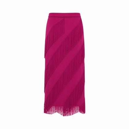 Cintia | Women's Tiered Fringe Maxi Skirt