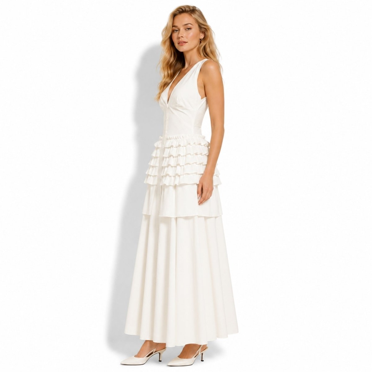 Zeva | Women's Tiered Ruffle Midi Dress