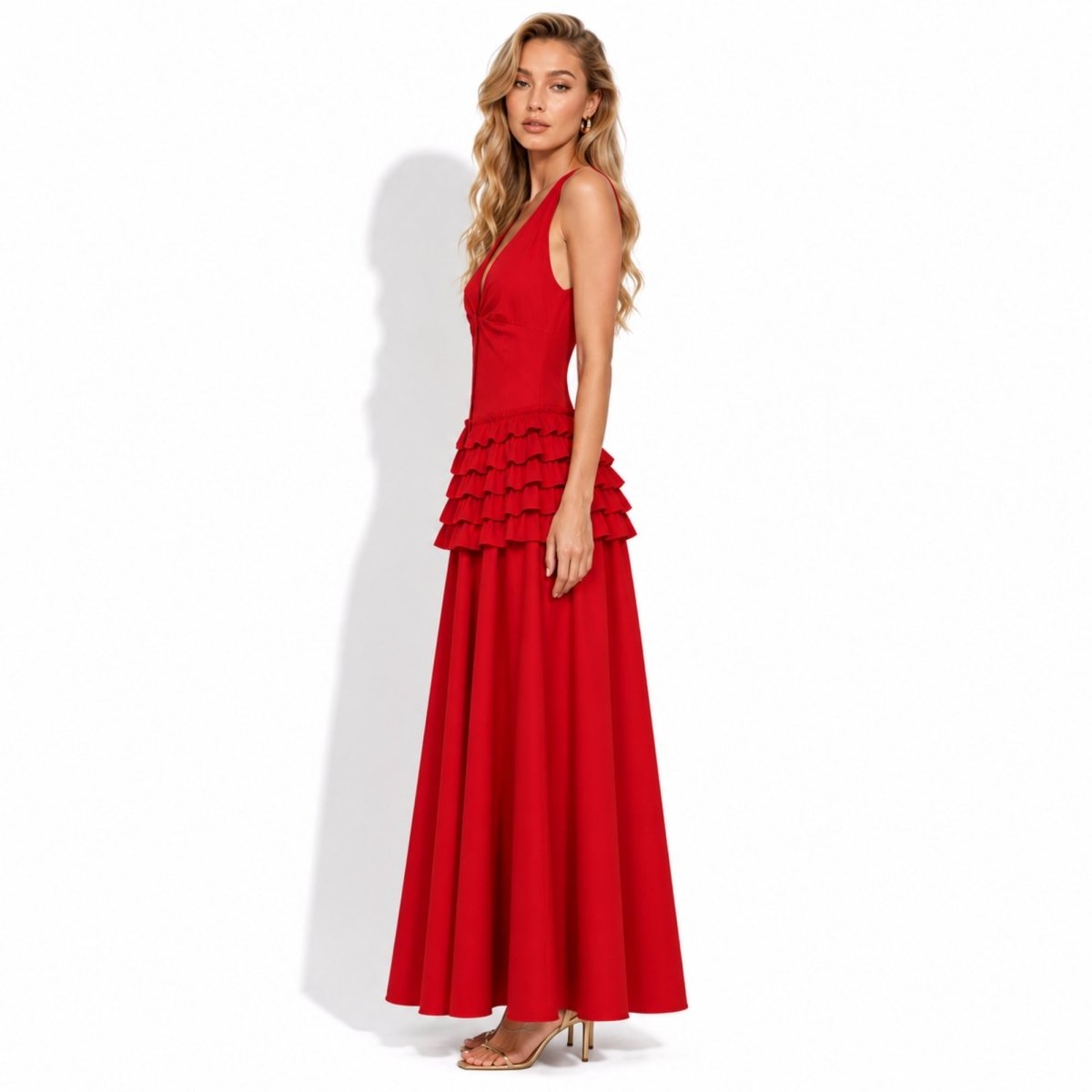 Zeva | Women's Tiered Ruffle Midi Dress