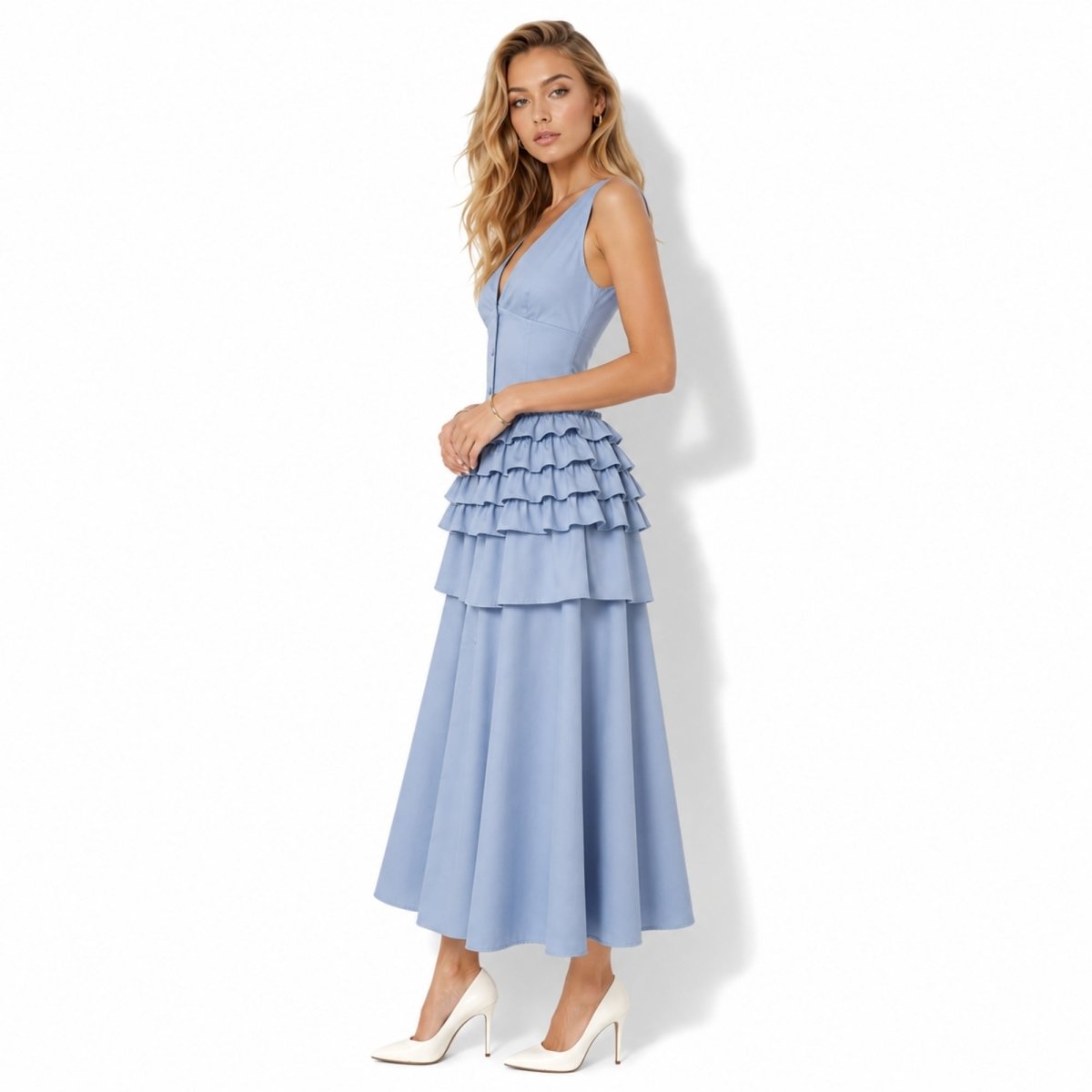 Zeva | Women's Tiered Ruffle Midi Dress