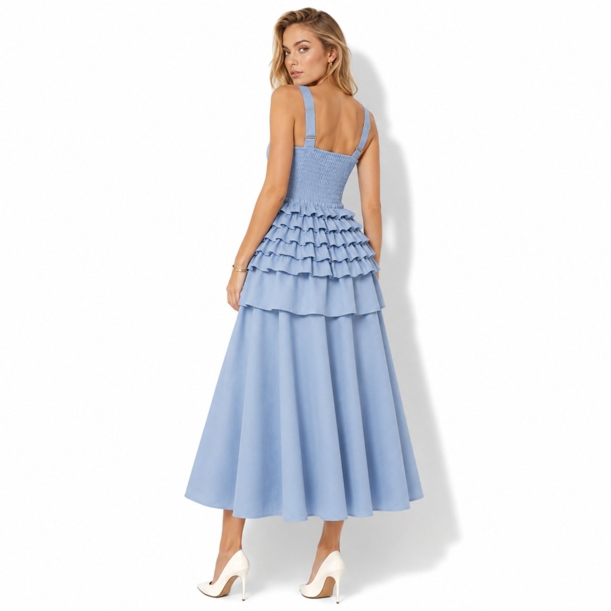 Zeva | Women's Tiered Ruffle Midi Dress