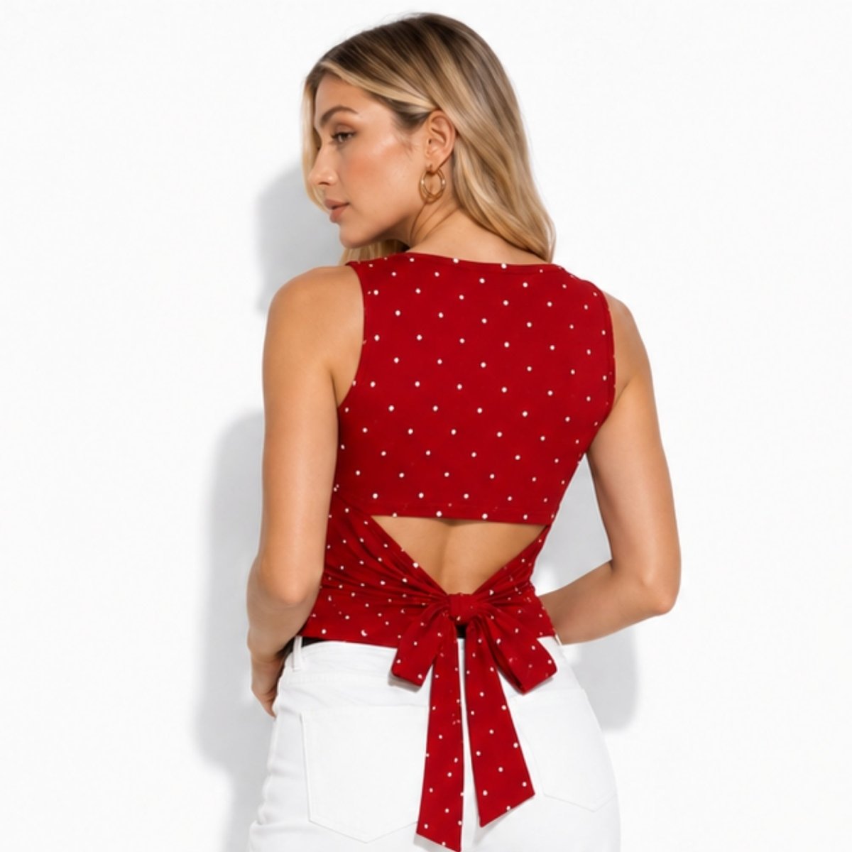 Faelina | Women's Polka Dot Open Back Top