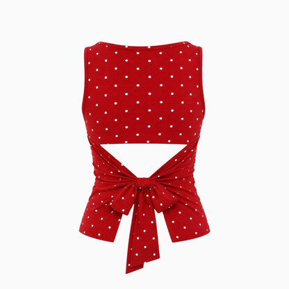 Faelina | Women's Polka Dot Open Back Top