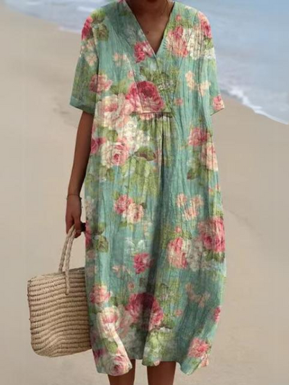 Floravia | Floral Flowy Lightweight Holiday Maxi Dress