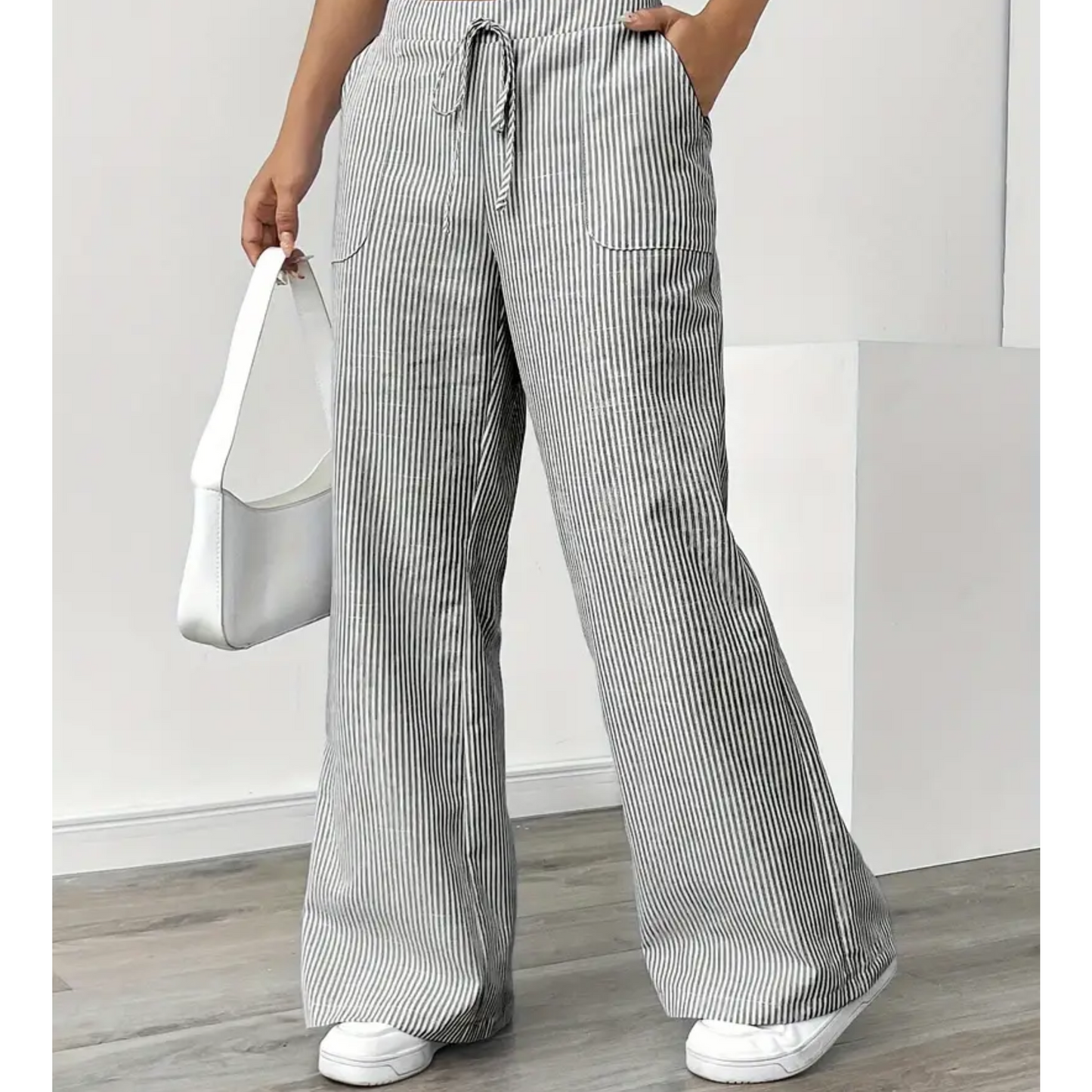 Amber | Women's Striped Wide-Leg Pants with Pockets