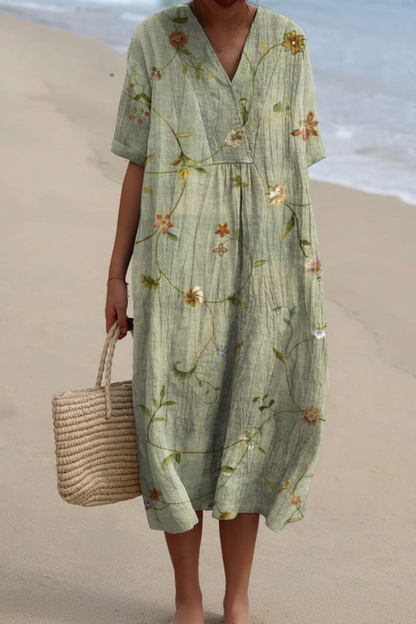 Floravia | Floral Flowy Lightweight Holiday Maxi Dress