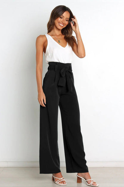 Cosima | High-Waist Wide Leg Knit Trousers