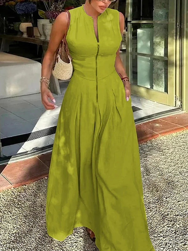 Sleeveless Wide-Leg Zip Jumpsuit | Effortless One-Piece for Women