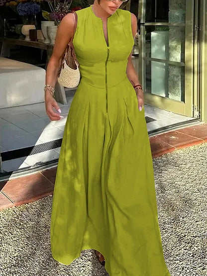 Sleeveless Wide-Leg Zip Jumpsuit | Effortless One-Piece for Women