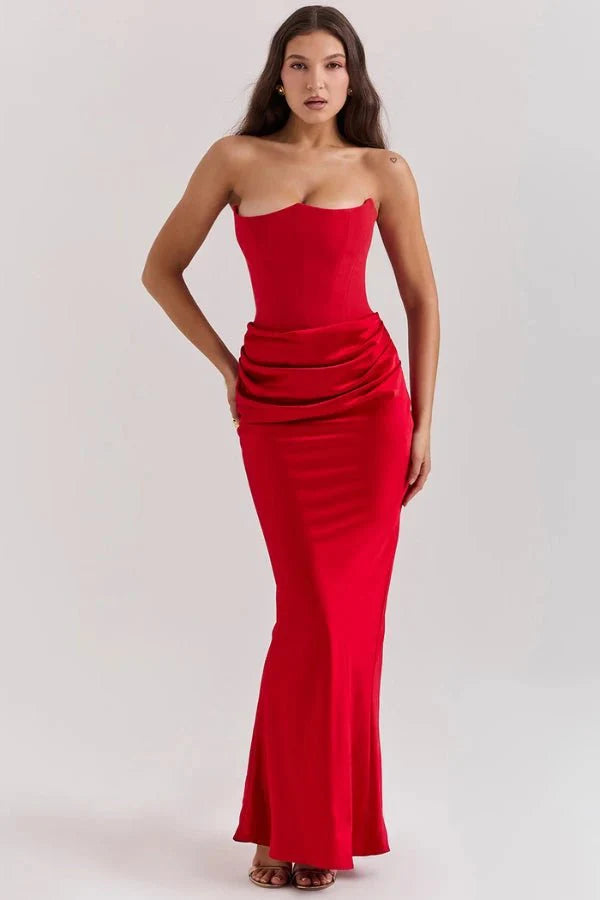 Sloane | Satin Corset Floor-Length Gown