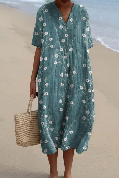 Floravia | Floral Flowy Lightweight Holiday Maxi Dress