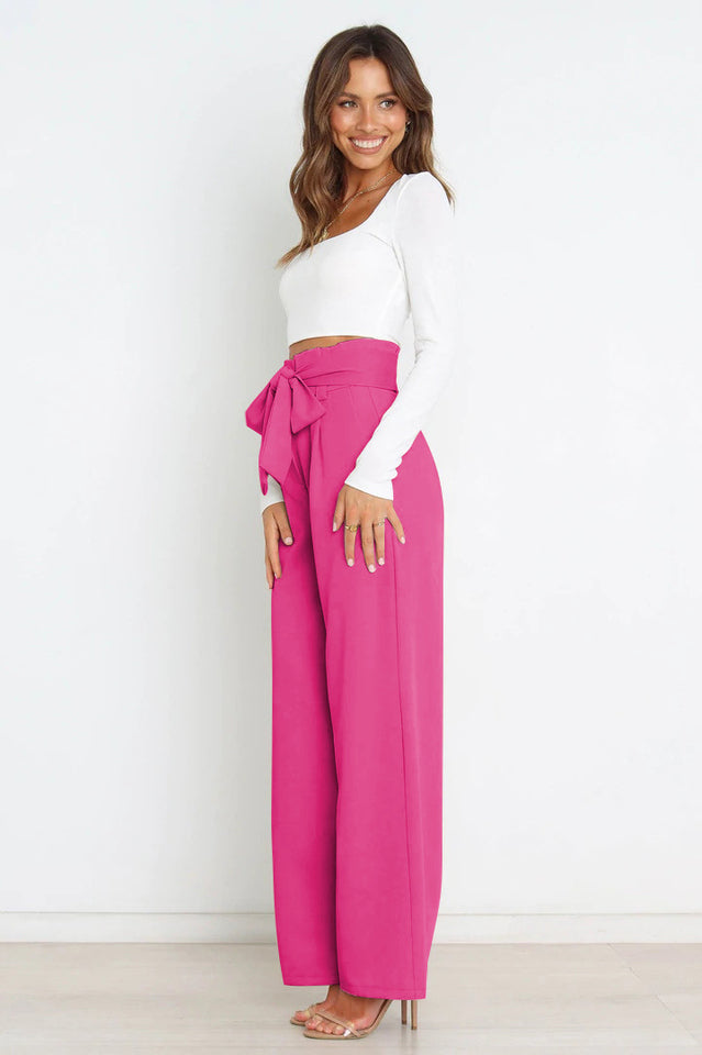 Cosima | High-Waist Wide Leg Knit Trousers