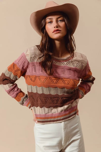 Jamie | Women's Striped Long Knit Sweater