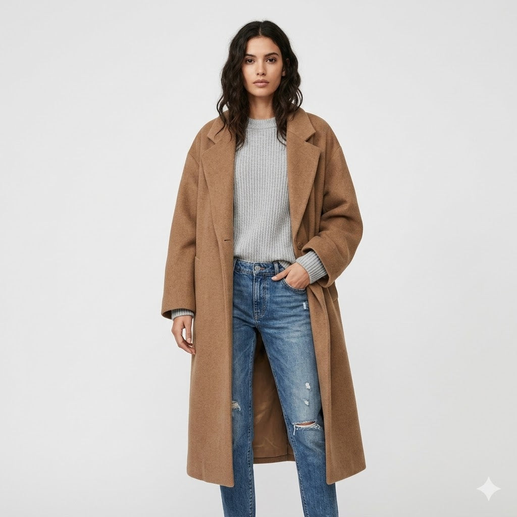 Amelie | Oversized Wool-Blend Long Coat