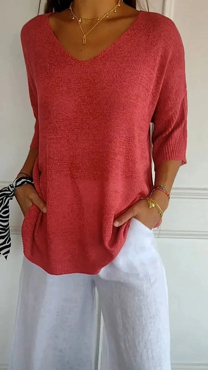 Kiara | Women's Oversized V-Neck Sweater Top