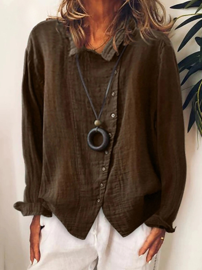 Nadia | Relaxed Linen Long Sleeve Blouse